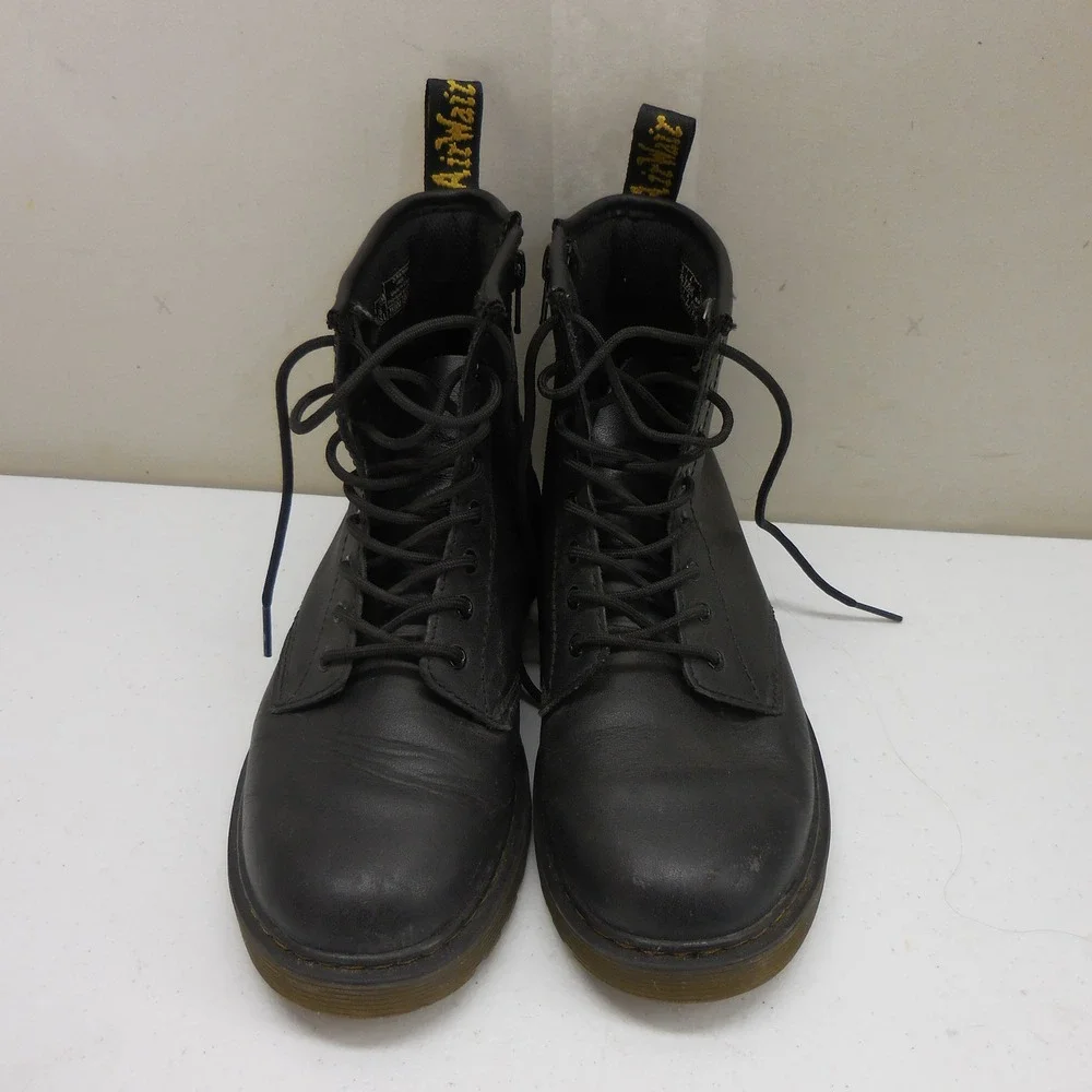 Dr. Martens 1460 J Black Leather Lace Up Side Zip Combat Boots Junior US 4M 5L
